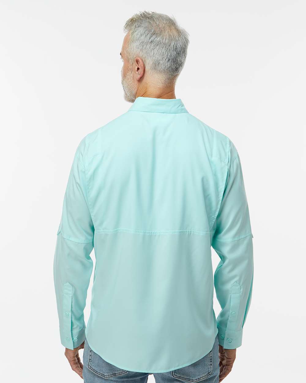 Men's Kitty Hawk Performance Fishing Shirt - OnModelBack - B15871173 - Aqua Blue