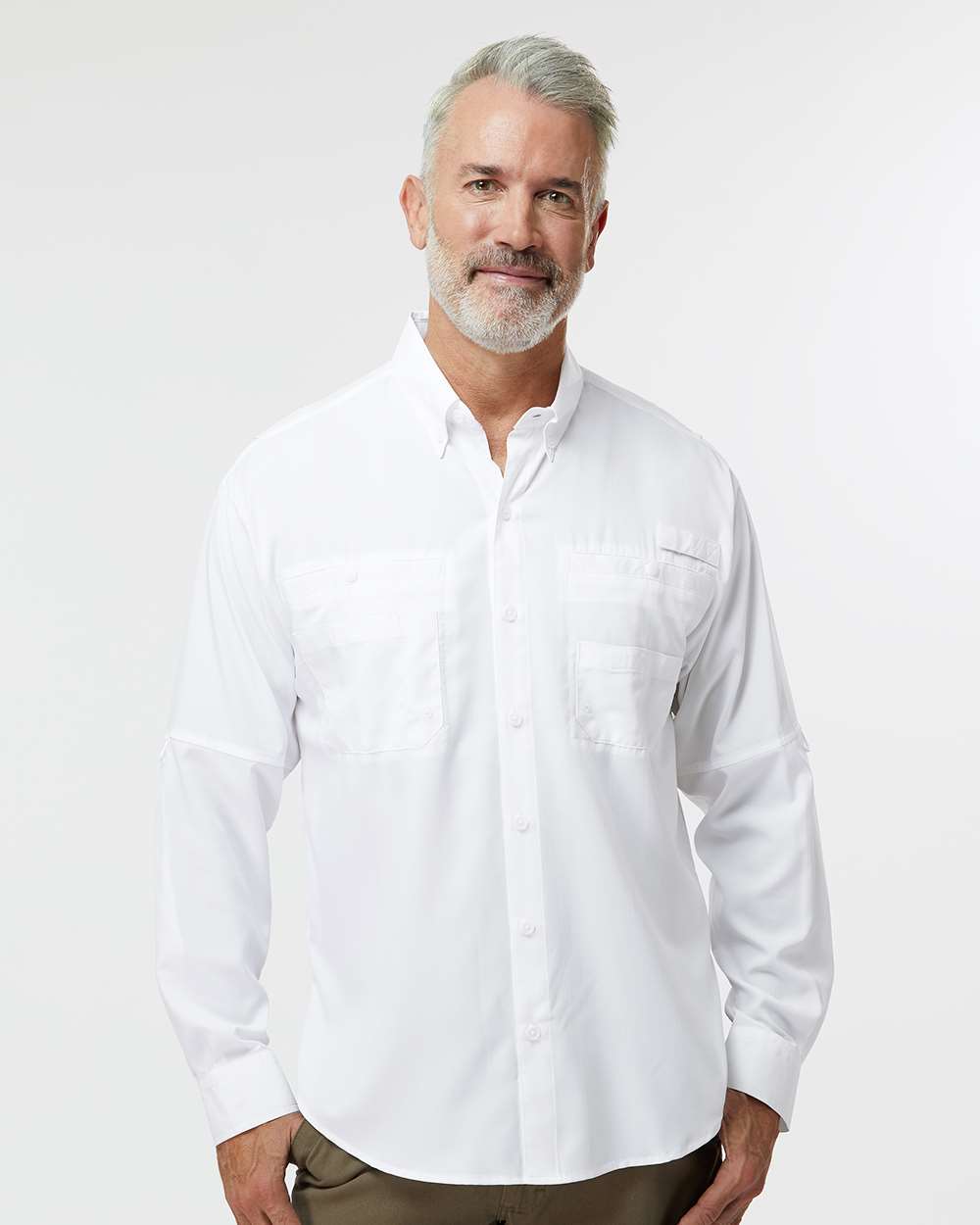 Men's Kitty Hawk Performance Fishing Shirt - OnModelFront - B15871003 - White