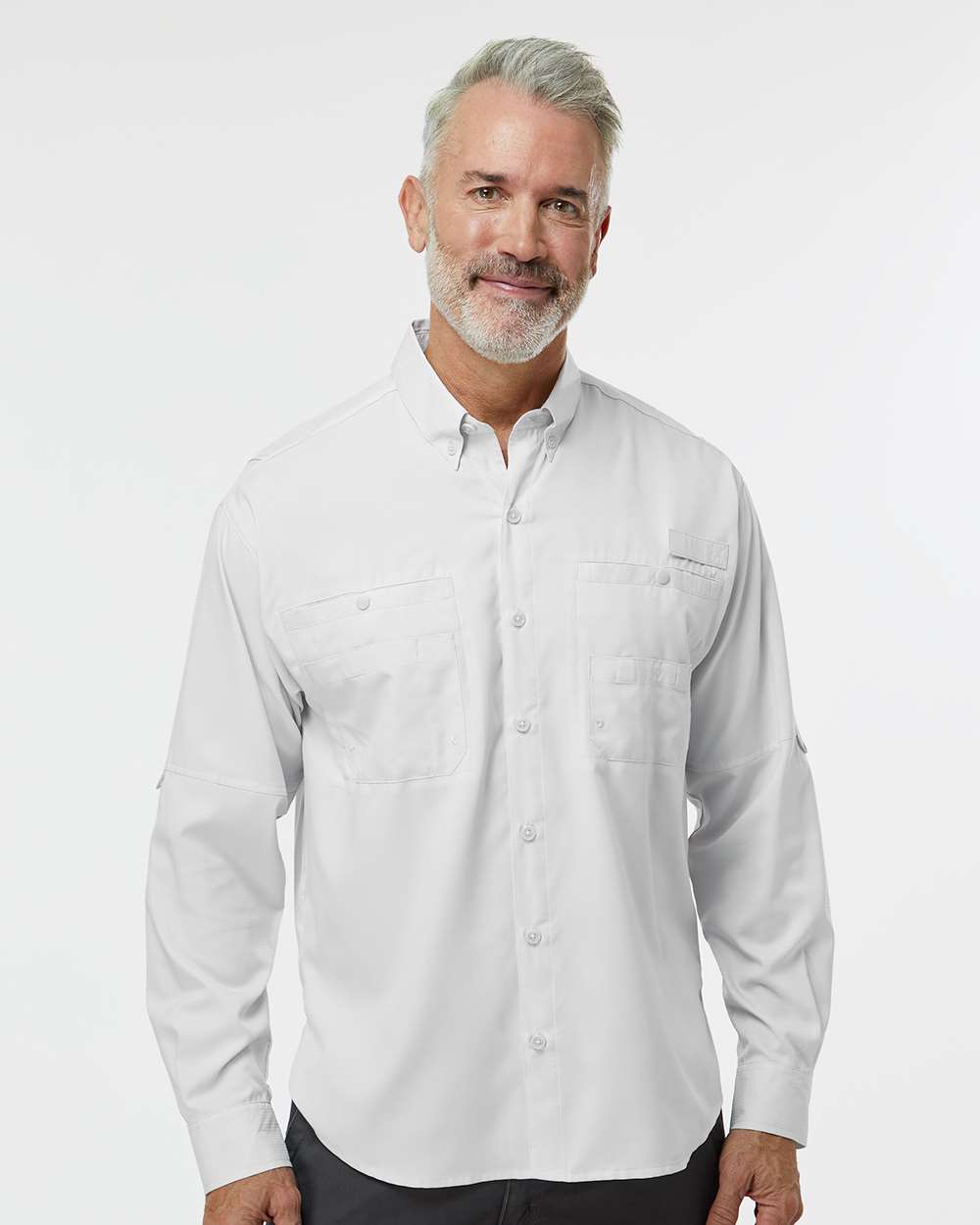 Men's Kitty Hawk Performance Fishing Shirt - OnModelFront - B15871093 - Aluminum