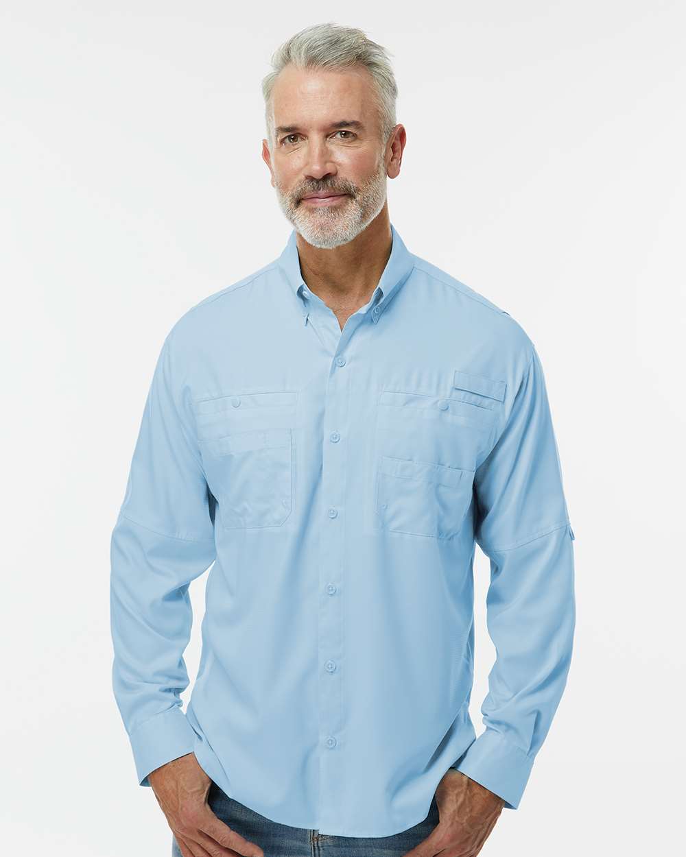 Men's Kitty Hawk Performance Fishing Shirt - OnModelFront - B15871253 - Blue Mist