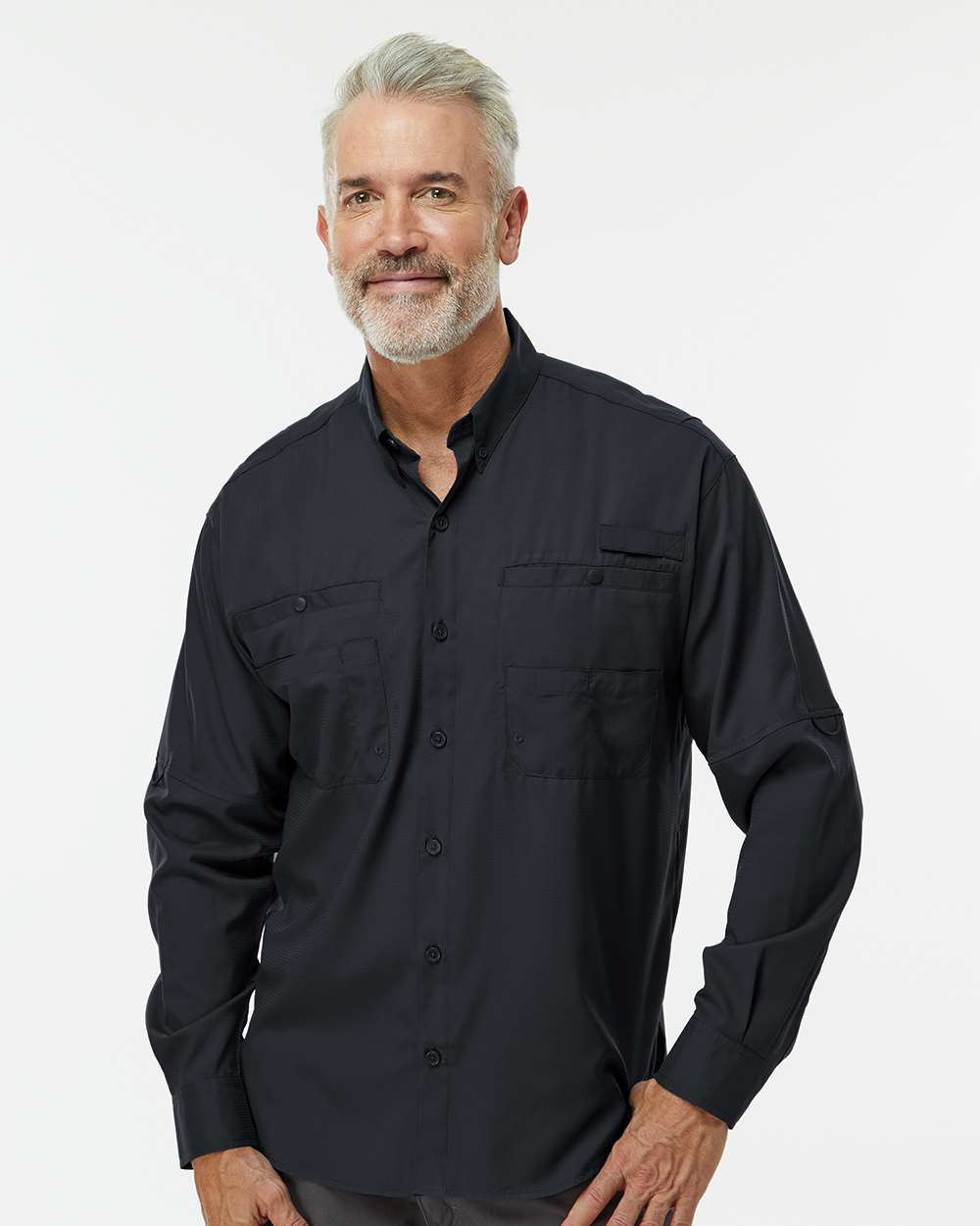 Men's Kitty Hawk Performance Fishing Shirt - OnModelFront - B15871503 - Black