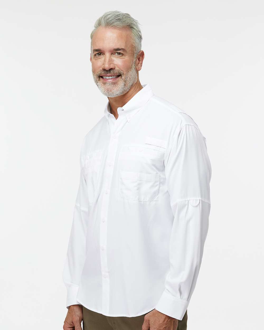 Men's Kitty Hawk Performance Fishing Shirt - OnModelSide - B15871003 - White