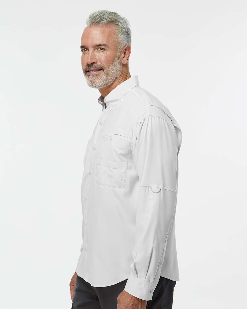 Men's Kitty Hawk Performance Fishing Shirt - OnModelSide - B15871093 - Aluminum