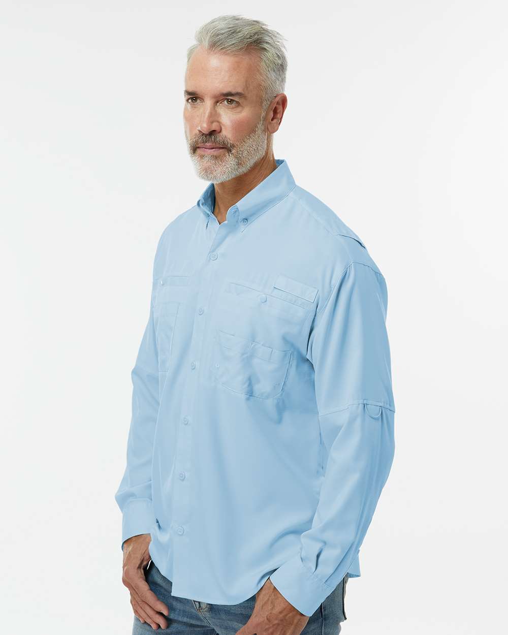 Men's Kitty Hawk Performance Fishing Shirt - OnModelSide - B15871253 - Blue Mist